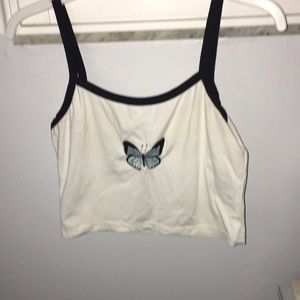 White butterfly tank top